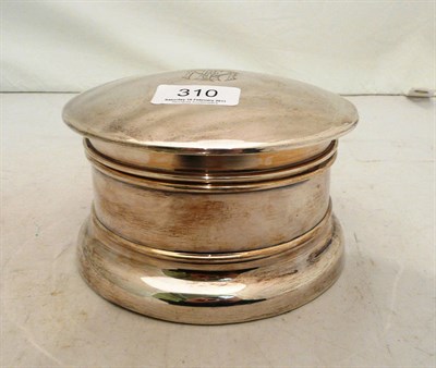 Lot 310 - A large silver circular dressing table pot, the hinged lid enclosing a mirror