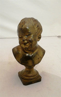 Lot 317 - Small bronze bust of a boy, bearing signature