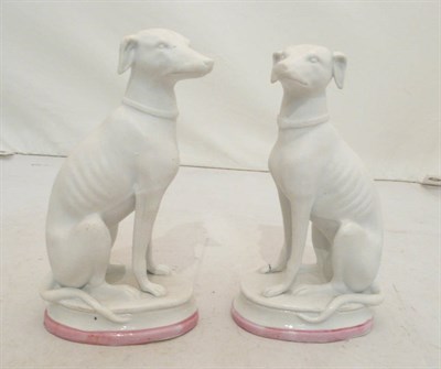 Lot 327 - A pair of Parian figures of seated greyhounds