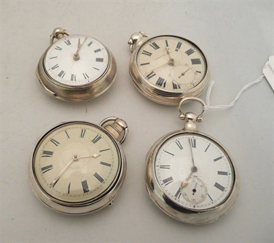 Lot 342 - Four silver pair cased pocket watches