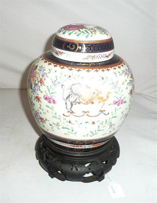 Lot 344 - A Sampson Chinese style jar and cover on stand