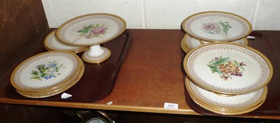 Lot 347 - A 19th century part dessert service, comprising twelve plates and three stands (a.f.)