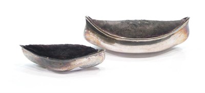 Lot 369 - Two silver canoe pin cushions