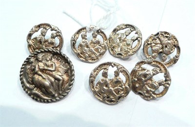 Lot 371 - A set of six art nouveau buttons and another