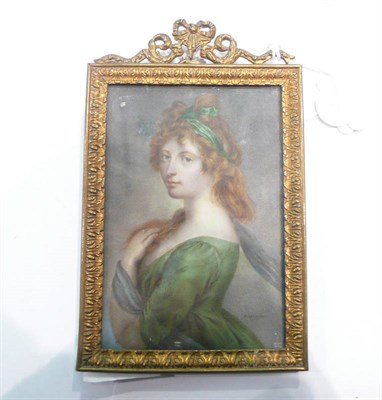 Lot 381 - Gilt framed miniature portrait of a Lady bearing signature (said to be of Lady Langdon)