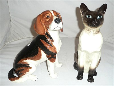 Lot 392 - Beswick beagle and Siamese cat