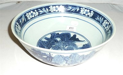 Lot 411 - A Chinese blue and white punch bowl