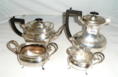 Lot 414 - A silver four piece tea service