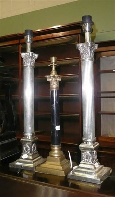 Lot 451 - A pair of Corinthian column lamp bases and another (3)