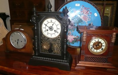 Lot 457 - A 'Junghans' mantel clock, an Ansonia mantel clock and another mantel clock