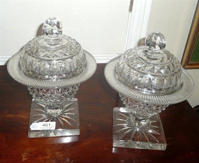 Lot 461 - Pair of glass bowls and covers