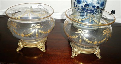 Lot 464 - Pair of gilt glass vases on metal stands