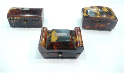 Lot 474 - Three tortoiseshell snuff boxes