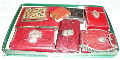 Lot 512 - A box of 18th century and later silver mounted note pads, etc