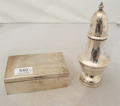 Lot 546 - A silver sugar caster and a cigarette box