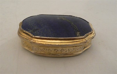 Lot 578 - 18th century silver gilt and lapis lazuli snuff box, circa 1740 (base repaired)