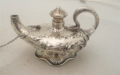 Lot 593 - Sterling silver oil lamp