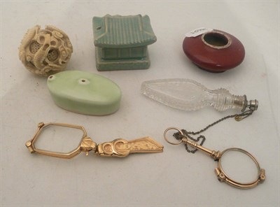 Lot 597 - Lorgnettes, scent, Chinese brush pot, etc