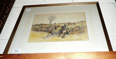 Lot 644 - Gilt framed pen and ink sketch signed T Ivester? of a hunting scene