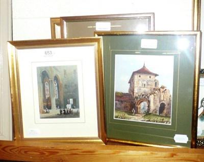 Lot 653 - Four 19th century gilt framed watercolour landscapes