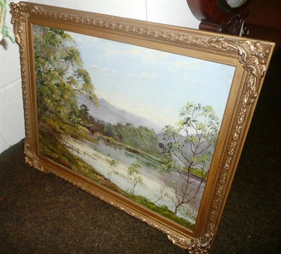 Lot 672 - Alan Charlton framed oil with Mawson Swan & Morgan label to verso