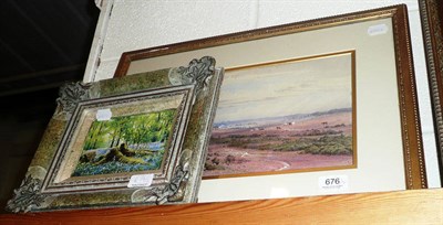 Lot 676 - A Victorian watercolour and a small oil on board