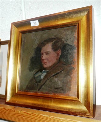 Lot 678 - Gilt-framed oil on panel portrait of a young gentleman