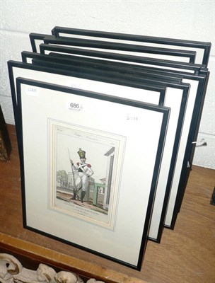 Lot 686 - Thirteen framed colour prints depicting soldiers in various costume