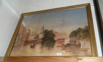 Lot 692 - Watercolour of a Venetian canal scene