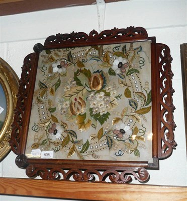 Lot 696 - Victorian rosewood framed beadwork panel