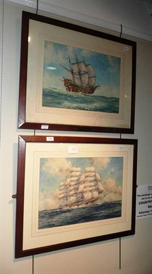 Lot 708 - Three watercolours by J Millington 'Clipper Ships'