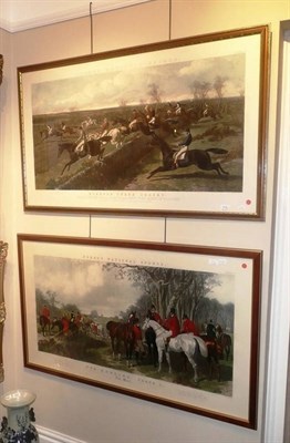 Lot 712 - Two framed colour prints titled 'Fox Hunting Plate 1' and 'Steeplechase Cracks'