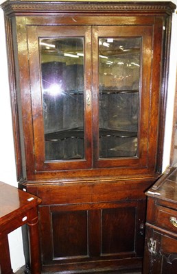 Lot 748 - Large oak corner cupboard