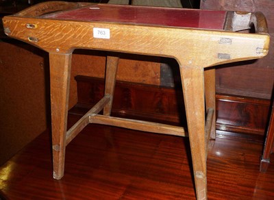 Lot 763 - Edwardian inlaid window table and an oak tray table