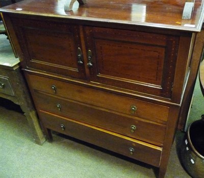 Lot 772 - Edwardian mahogany linen cupboard