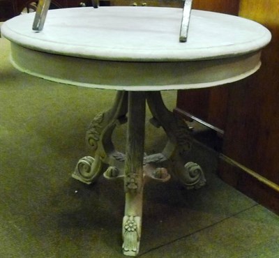 Lot 779 - 19th century carved and painted centre table with grey and white circular top