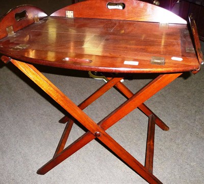 Lot 780 - 19th century mahogany brass-bound butler's tray on stand