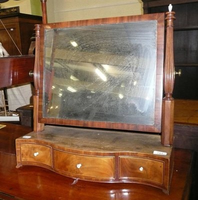 Lot 781 - Mahogany inlaid toilet mirror with three drawers