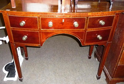 Lot 802 - 19th century mahogany three drawer bow front dressing table