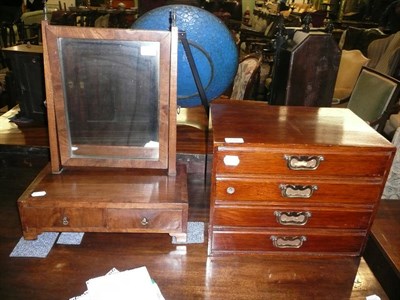 Lot 820 - Small Georgian toilet mirror and a miniature chest of drawers