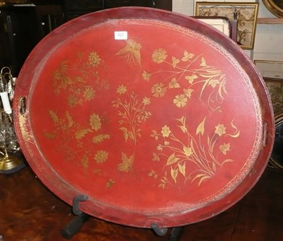 Lot 827 - A red lacquered tray