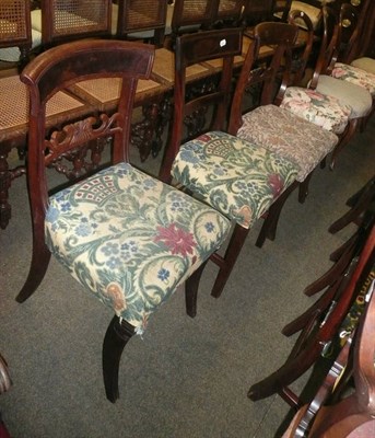 Lot 856 - Three 19th century bar-back dining chairs, three Victorian walnut balloon-back chairs and an...