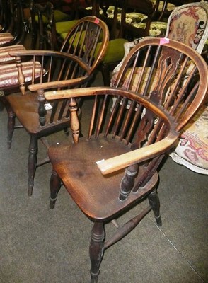 Lot 866 - Pair of ash Windsor chairs