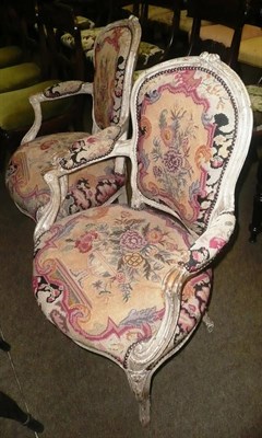 Lot 867 - Pair of cream painted open armchairs