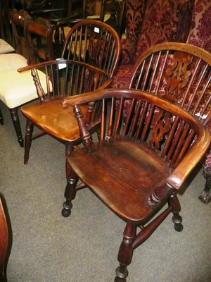 Lot 870 - 19th century yew Windsor chair and another