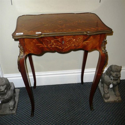 Lot 882 - A Louis XV style rosewood, floral marquetry and gilt mounted side table, late 19th century, the...