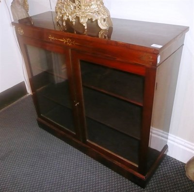 Lot 887 - Brass-inlaid rosewood side cabinet