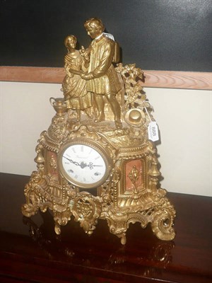 Lot 888 - Brass mantel clock, ' Imperial '