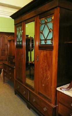 Lot 947 - Arts & Crafts inlaid mahogany four piece bedroom suite