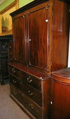 Lot 959 - George III mahogany linen press (the top associated)